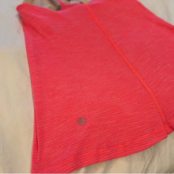 Lululemon Run For Gold Tank Heathered Electric Coral nude sports bra tank top - Picture 13 of 16